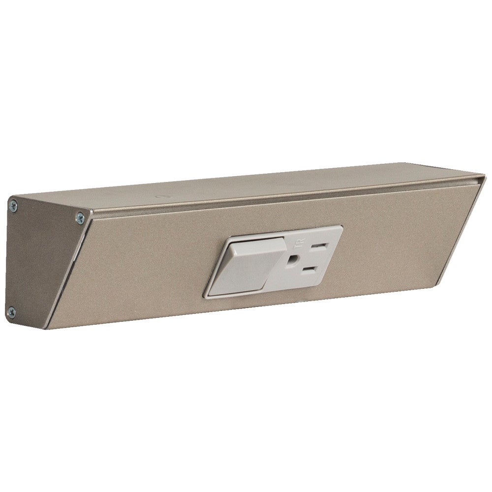9"  Duplex Angle Power Strip, Single Switch, Satin Nickel Finish, Grey Switch and Receptacle