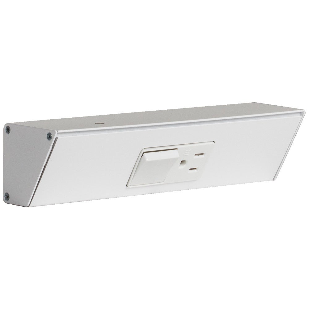 9"  Duplex Angle Power Strip, Single Switch, White Finish, White Switch and Receptacle