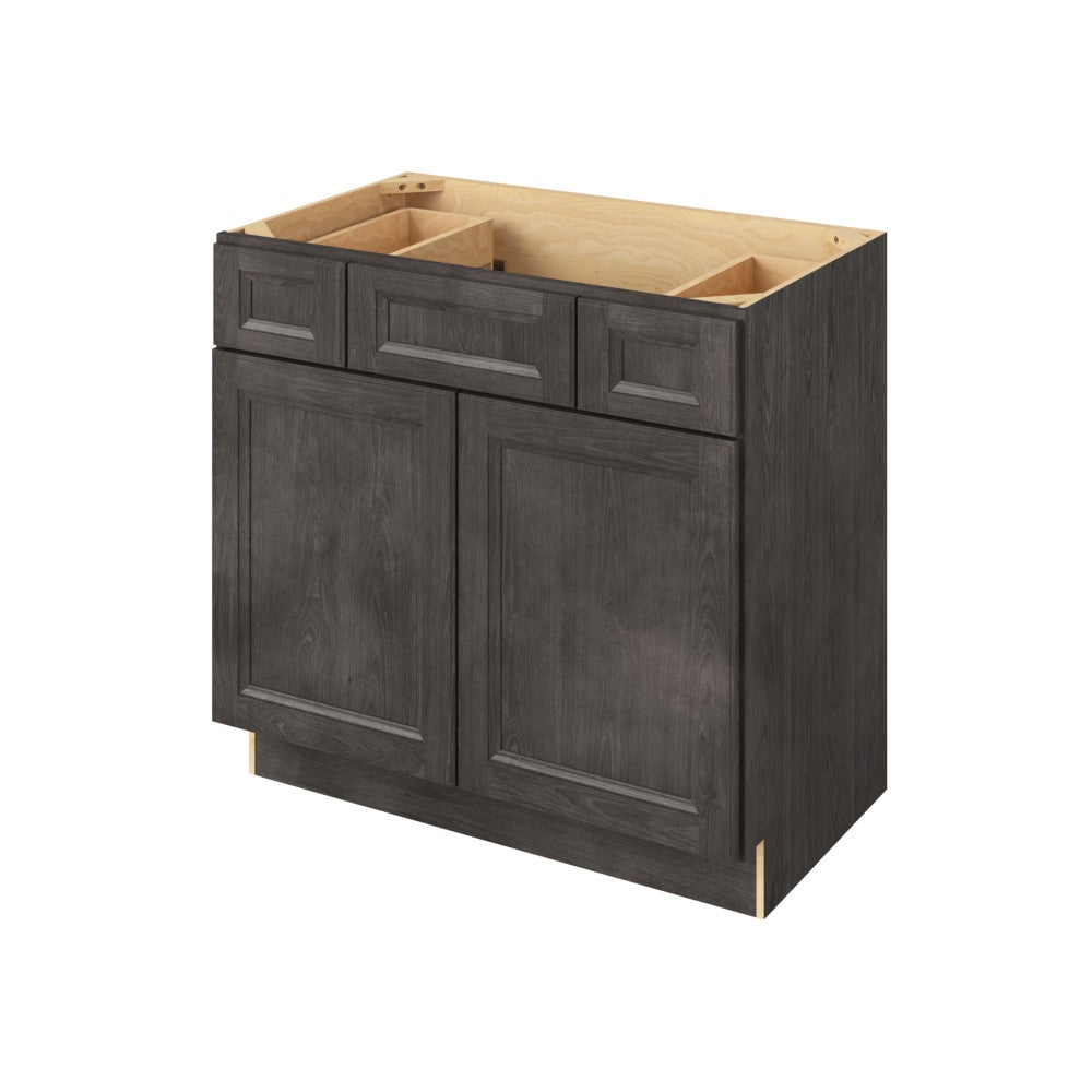 36" Vanity Base Top Drawers, 2 Doors-2 Drawers-1 False Front