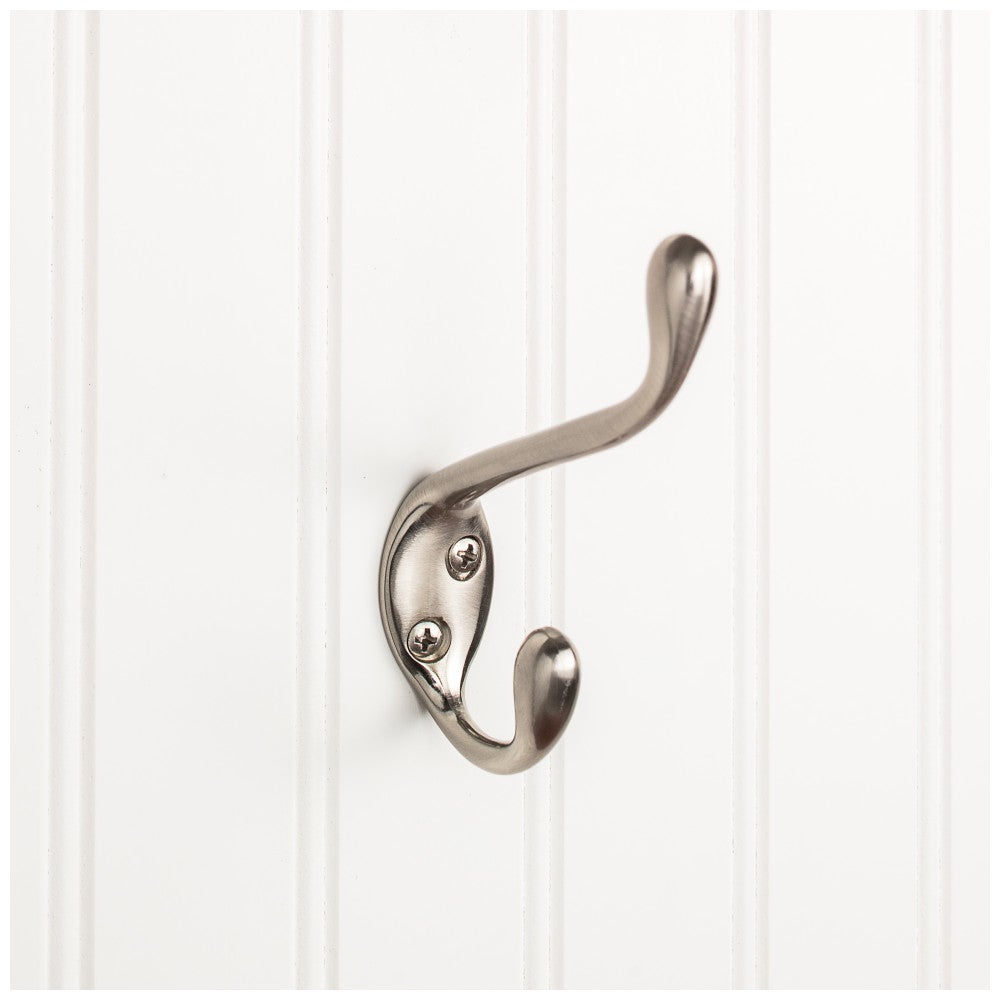 4-1/2" Large Transitional Double Prong Wall Mounted Hook